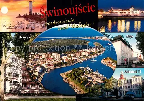 AK / Ansichtskarte Swinoujscie_Swinemuende Panorama Polferries Henryk Alga Admiral II Swinoujscie Swinemuende