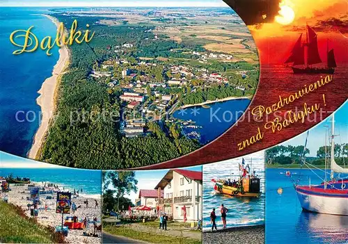 AK / Ansichtskarte Dabki Fliegeraufnahme Strandpartie Bootstour 