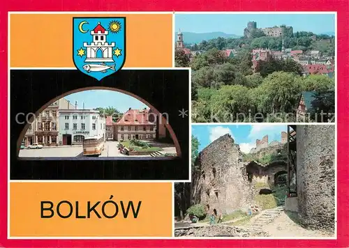 AK / Ansichtskarte Bolkow Nysy Szalonej Niezwykla turystyczna Boleslawa Rogatke Fragment Rynku Fragment zamku dziedzinca Bolkow