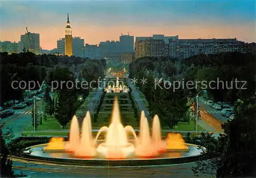 AK / Ansichtskarte Zaragoza_Saragossa_Espana Parque General Primo de Rivera Nocturna 