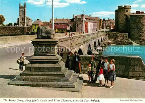 AK / Ansichtskarte Limerick_Irland Treaty Stone King John s Castle River Shannon  