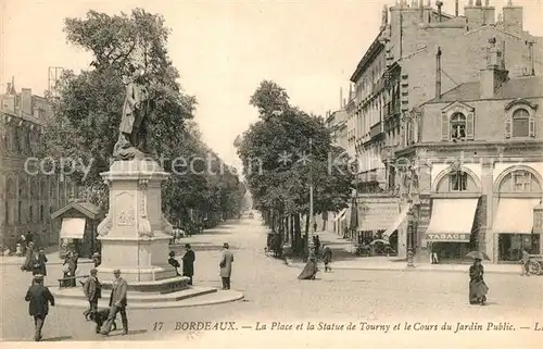 AK / Ansichtskarte Bordeaux La Place et la Statue de Tourny et le Cours du Jardin Public Bordeaux