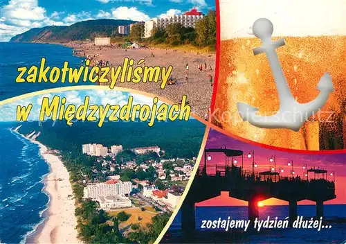AK / Ansichtskarte Miedzyzdroje Strand Hotels Seebruecke Anker Fliegeraufnahme Miedzyzdroje