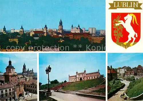 AK / Ansichtskarte Lublin_Lubelskie Stadtpanorama Krakauer Tor Schloss Altstadt Wappen Lublin Lubelskie