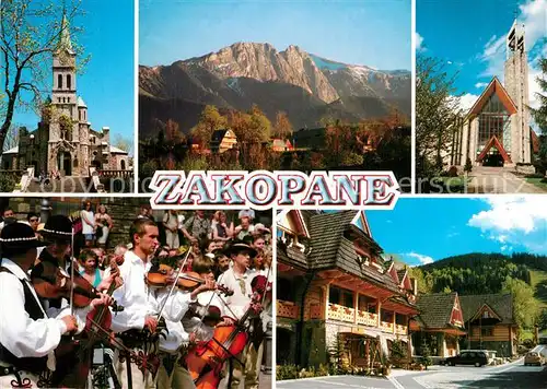 AK / Ansichtskarte Zakopane Landschaftspanorama Berge Kirchen Fest Musikanten Haeuserpartie Zakopane