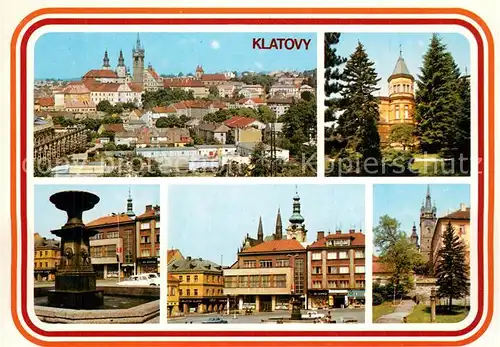 AK / Ansichtskarte Klatovy Stadtpanorama Innenstadt Brunnen Marktplatz Klatovy