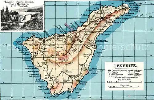 AK / Ansichtskarte Tenerife Inselkarte Hotel Martianez Tenerife