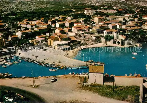 AK / Ansichtskarte Sausset les Pins Vue aerienne Le Port et sa charmante petite Plage Sausset les Pins