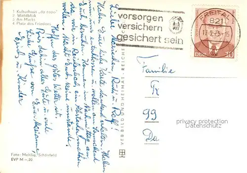 AK / Ansichtskarte Freital Kulturhaus da capo Waldblick Am Markt Platz des Friedens Freital