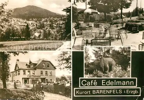 AK / Ansichtskarte Baerenfels_Erzgebirge Panorama Cafe Edelmann Terrasse Garten Baerenfels Erzgebirge