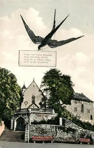 AK / Ansichtskarte Grossheubach Kloster Engelberg Schwalbe mit Gedicht Grossheubach