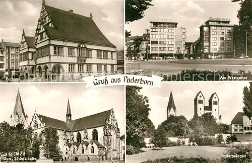 AK / Ansichtskarte Paderborn Rathaus Dom Paderanlagen Paderborn