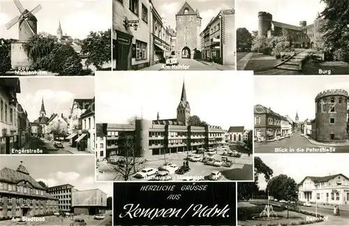 AK / Ansichtskarte Kempen_Niederrhein Rathaus Marktplatz Stadtbad Muehlenturm Burg Kempen Niederrhein