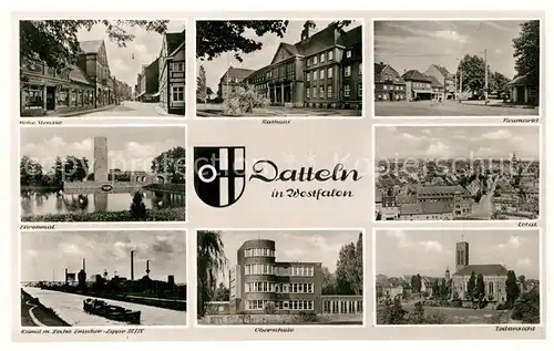 AK / Ansichtskarte Datteln Rathaus Ehrenmal Oberschule Zeche Kanal Datteln