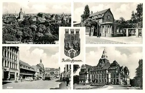 AK / Ansichtskarte Recklinghausen_Westfalen Rathaus Marktplatz Panorama Recklinghausen_Westfalen