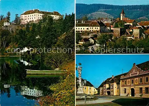 AK / Ansichtskarte Drosendorf Zissersdorf Ortsansicht mit Kirche Schloss an der Thaya Historisches Rathaus Drosendorf Zissersdorf