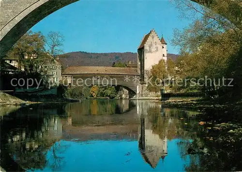 AK / Ansichtskarte Baden_AG Partie an der Limmat Holzbruecke Baden_AG