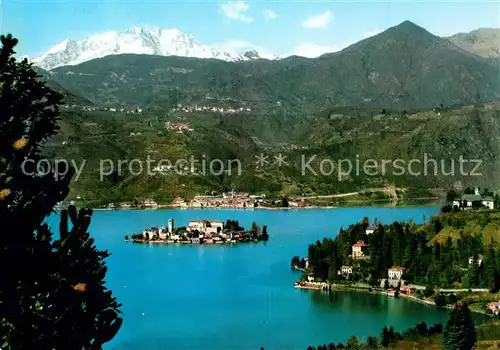 AK / Ansichtskarte Lago_d_Orta Isola e Orta San Giulio sullo sfondo il Monte Rosa Alpi Lago_d_Orta