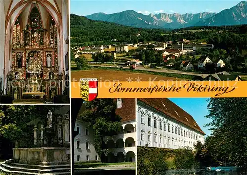 AK / Ansichtskarte Viktring Panorama Sommerfrische Barock Hochaltar Gotische Glasgemaelde Marienbrunnen Arkadenhof Zisterzienserkloster Viktring