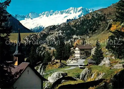 AK / Ansichtskarte Goeschenen Goescheneralp Kapelle Gwueest gegen Staudaum Dammagletscher und Dammastock Alpen Goeschenen