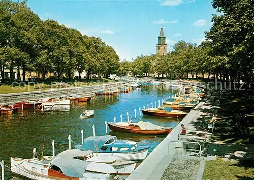 AK / Ansichtskarte Turku Aurajoki Fluss Boote Promenade Turku