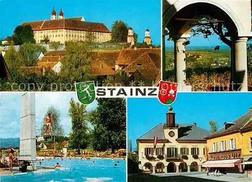 AK / Ansichtskarte Stainz Ortsansicht mit Schloss Rathaus Kaufhaus Freibad Sommerfrische Stainz