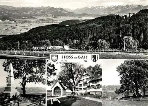 AK / Ansichtskarte Stoss_Altstaetten Landschaftspanorama Alpen Denkmal Kapelle Stoss_Altstaetten