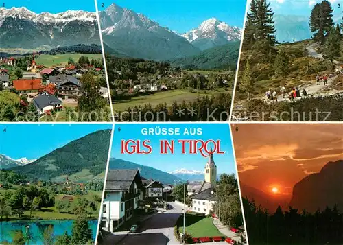 AK / Ansichtskarte Igls_Tirol Nordkette Serles Habicht Zirbenweg Pfarrkirche St. ?gidi Igls_Tirol