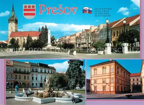 AK / Ansichtskarte Presov_Eperjes Jadro Mesta Neptunova fontana Okresna kniznica Presov Eperjes