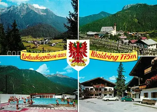 AK / Ansichtskarte Waidring_Tirol Schwimmbad Dorfplatz Steinbergen Steinplatte  Waidring Tirol
