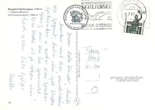 AK / Ansichtskarte Spitzingsee Sonnwendjoch Spitzingsee