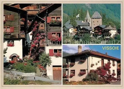 AK / Ansichtskarte Vissoie Dorfmotiv Alte Haeuser Kirche Vissoie