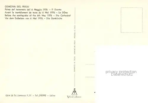 AK / Ansichtskarte Gemona_del_Friuli Il duomo prima del terremoto del 6 Maggio 1976 Gemona_del_Friuli