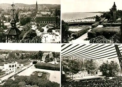 AK / Ansichtskarte Sopot Ulica Monte Cassino Pawilony Biura Wystaw Artystycznych Plaze i Lazienki Poludniowe Opera Lesna Sopot