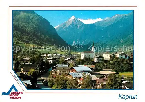 AK / Ansichtskarte Kaprun Ortsansicht mit Kirche Blick zum Kitzsteinhorn Hohe Tauern Kaprun