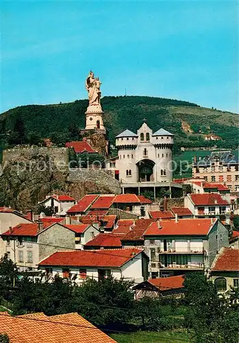 AK / Ansichtskarte Espaly Saint Marcel Vue generale et son rocher domine par la statue Saint Joseph Espaly Saint Marcel