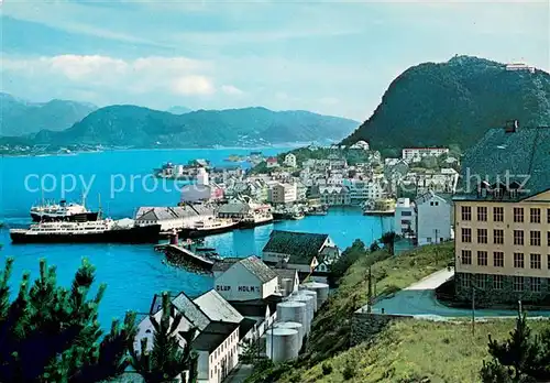 AK / Ansichtskarte Alesund mot Aksla med Fjellstua restaurant Alesund