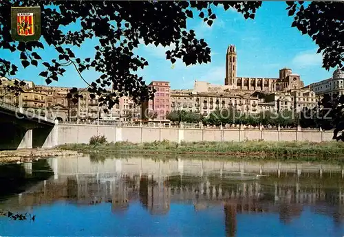 AK / Ansichtskarte Lleida Vista parcial Riu Segre i la Seu al fona Lleida