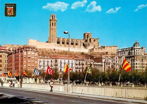 AK / Ansichtskarte Lleida Vista parcial i Pont sobre el riu Segre Lleida