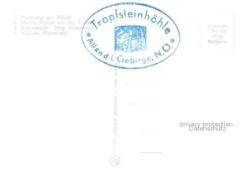 AK / Ansichtskarte Alland_Niederoesterreich Panorama Haselnussbaum Eingedeckter Steg Allander Pfarrkirche Alland_Niederoesterreich