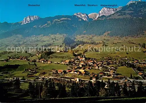 AK / Ansichtskarte Erlenbach_Simmental mit Stockenfluh Mieschfluh Stockhorn Walpersbergfluh Erlenbach_Simmental