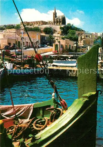 AK / Ansichtskarte Gozo_Malta Mgarr Harbour Church of our Lady of Lourdes Gozo_Malta