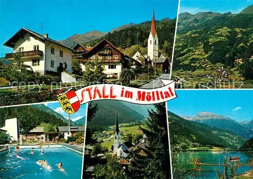 AK / Ansichtskarte Stall Ferienort im Moelltal Motiv mit Kirche Freibad See Alpenpanorama Stall