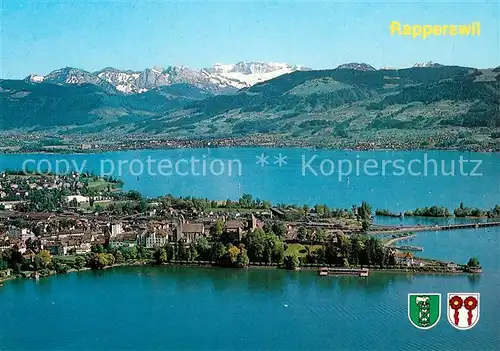 AK / Ansichtskarte Rapperswil_SG Zuerichsee und Glaernisch Alpen Fliegeraufnahme Rapperswil SG