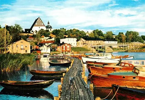 AK / Ansichtskarte Porvoo Bootshafen Blick zum Dom Porvoo