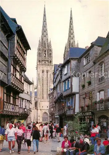 AK / Ansichtskarte Quimper Rue Kereon Cathedrale Saint Corentin Quimper