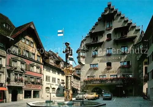 AK / Ansichtskarte Zug_ZG Kolinbrunnen Kolinplatz Hotel Ochsen Zug_ZG