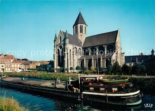 AK / Ansichtskarte Oudenaarde O. L. Vrouwkerk van Pamele Eglise Notre Dame Kirche Kanal Frachtkahn Oudenaarde