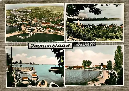 AK / Ansichtskarte Immenstaad_Bodensee Panorama Alpenblick Uferpromenade Hafen Fliegeraufnahme Immenstaad_Bodensee