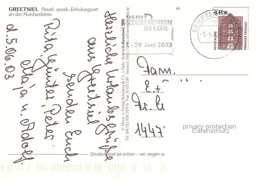 AK / Ansichtskarte Greetsiel Fischerhafen Erholungsort Nordseekueste Fischkutter Schoepfwerk Markt Anker Greetsiel